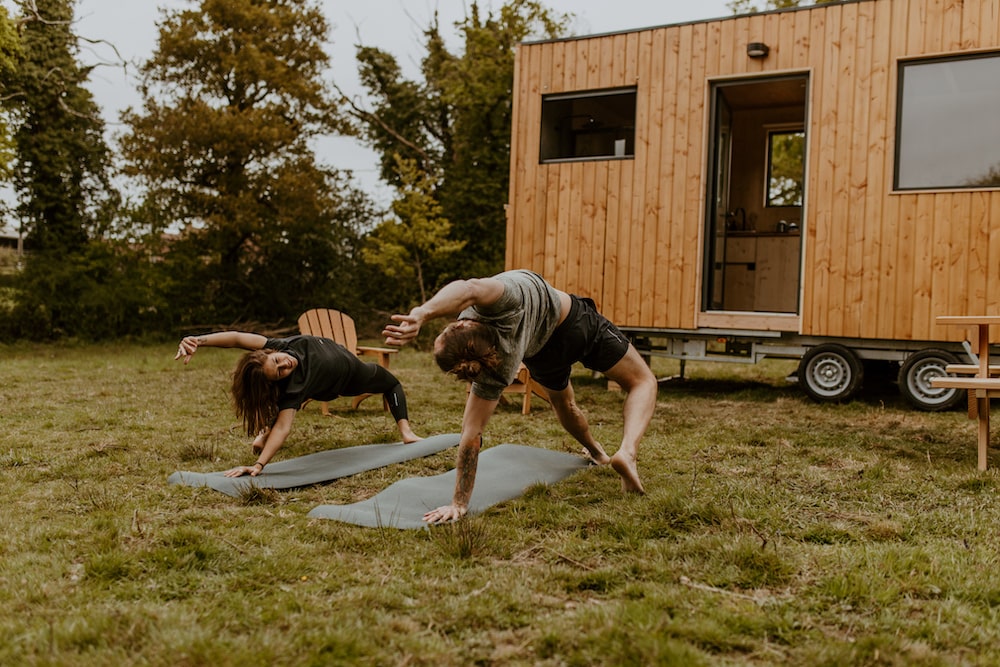 Yoga break in front of the Tiny